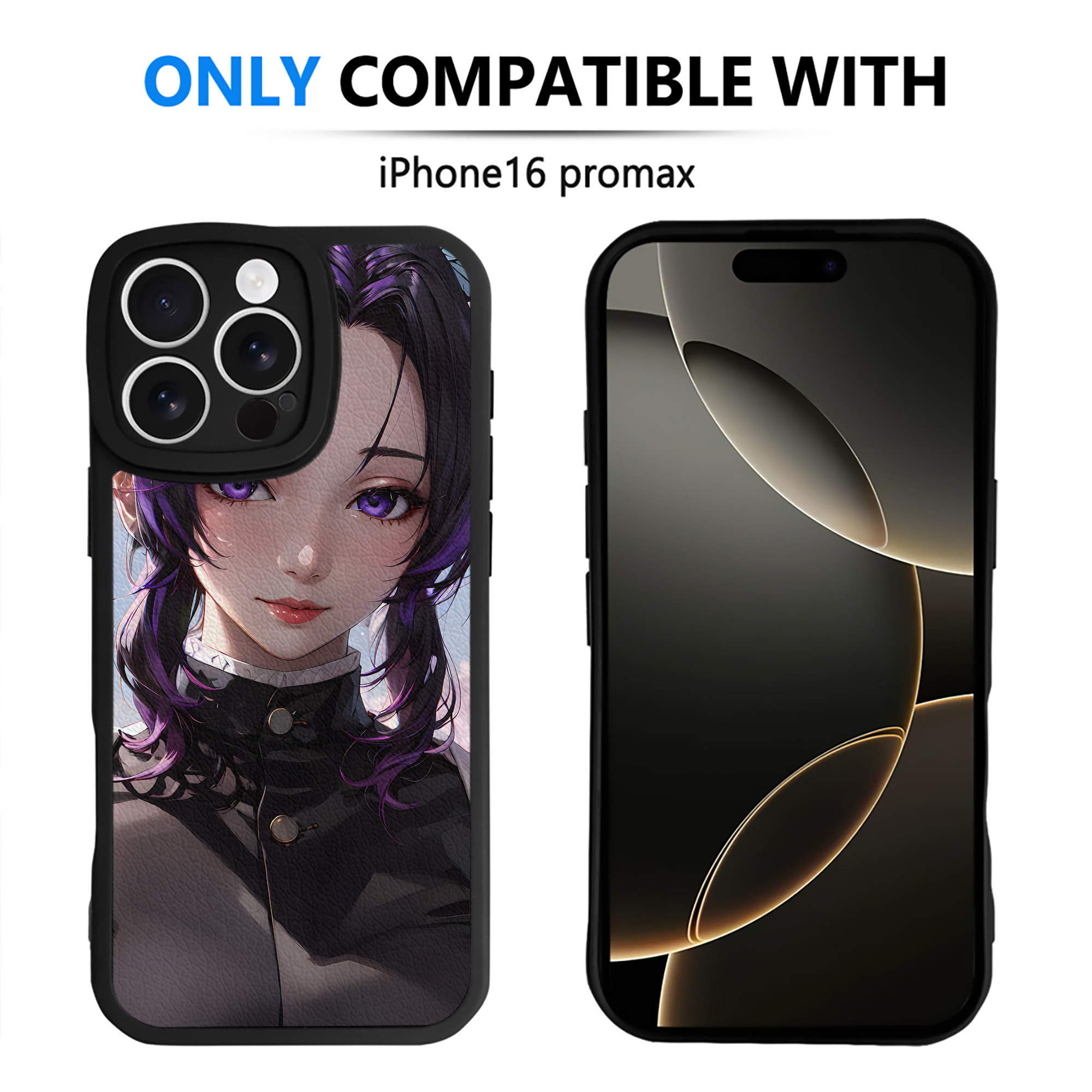 （画像用） 鬼滅の刃（きめつのやいば）蟲柱-胡蝶 しのぶ／こちょう しのぶ Kochou Shinobu 【iPhone 16シリーズ対応】シリコンスマホケース（レザー調） 材質：シリコン